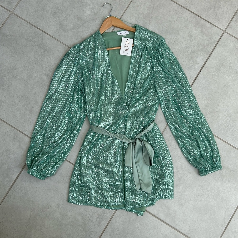 Aqua Green Sequin Mini Dress.
Worn once for an hour or so photoshoot.